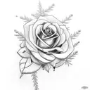 lebanese cedar tree and english rose tattoo design idea