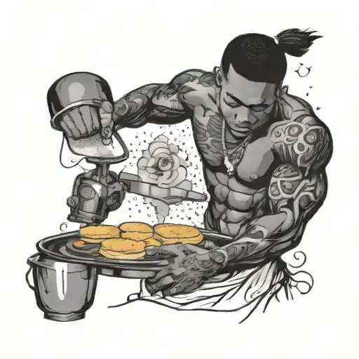muscular black boy baking tattoo design idea