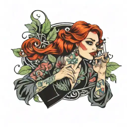 redhead smoking  tattoo design idea