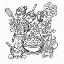 four people baking  tattoo design idea