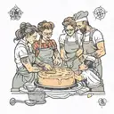 four people baking  tattoo design idea
