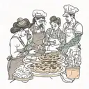 four people baking  tattoo design idea