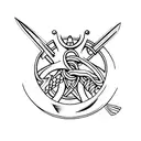 Trident with mace tattoo design idea