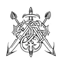 Trident with mace tattoo design idea