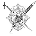 Trident with mace tattoo design idea