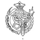 Trident with mace tattoo design idea