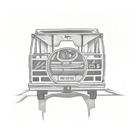 philippine jeepney with a beagle sitting in the back wagging its tail  tattoo design idea