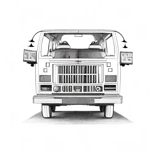 philippine jeepney with a beagle sitting in the back wagging its tail  tattoo design idea