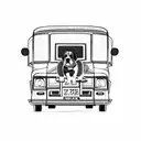 philippine jeepney with a beagle sitting in the back wagging its tail  tattoo design idea