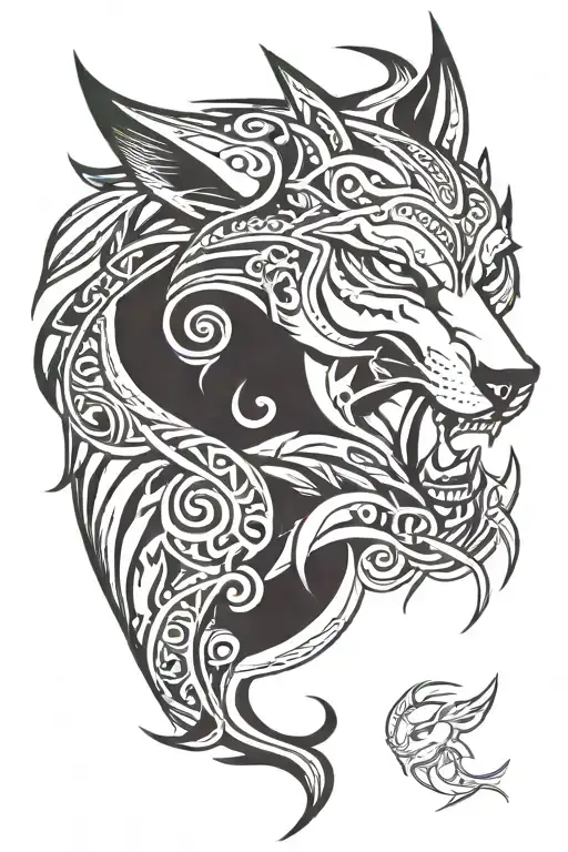 wolf demon tattoo design idea