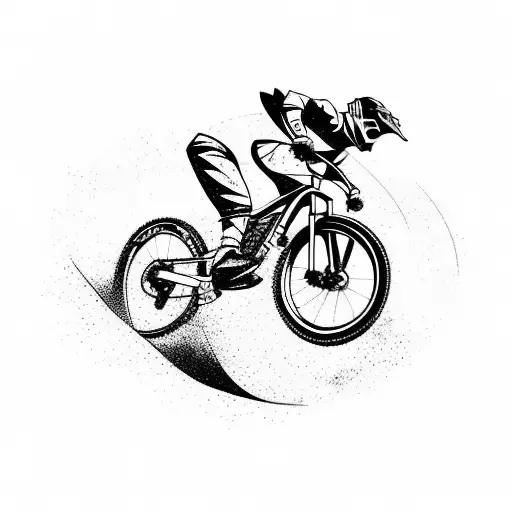 Tribal Downhill Mountain Bike Tattoo BlackInk AI