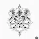 pollynesian full sleeve with psychedelic lion face tattoo design idea