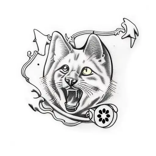 cachorro e gato amor tattoo design idea