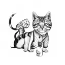 cachorro e gato amor tattoo design idea