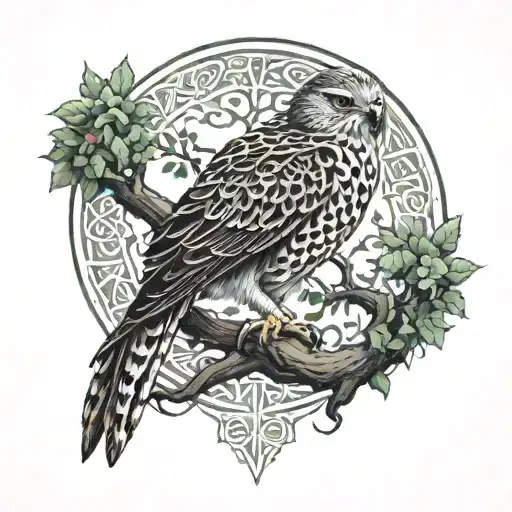Celtic tree of life polish falcon tattoo design idea