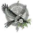 Celtic tree of life polish falcon tattoo design idea