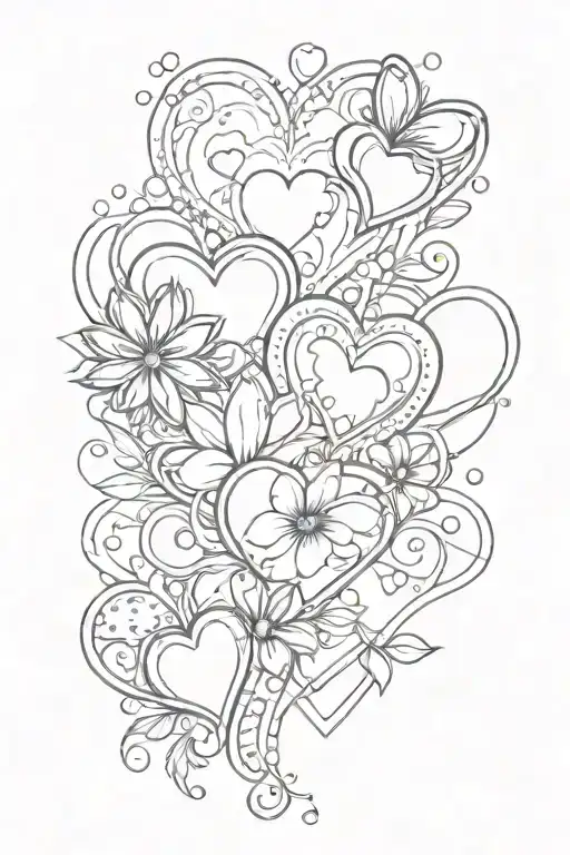 girly three hearts and paw print  tattoo design idea