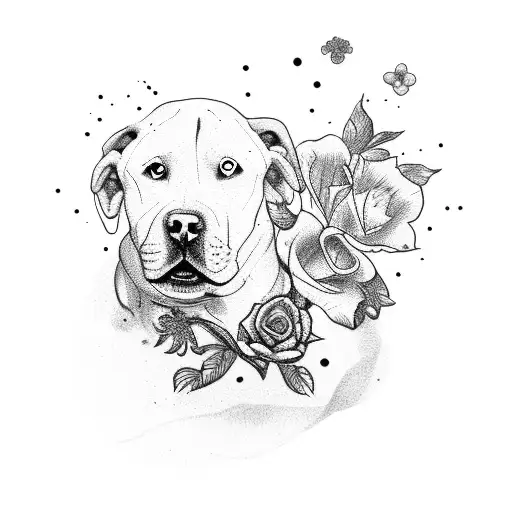 pitbull e flores tattoo design idea