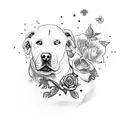 pitbull e flores tattoo design idea