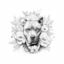 pitbull e flores tattoo design idea