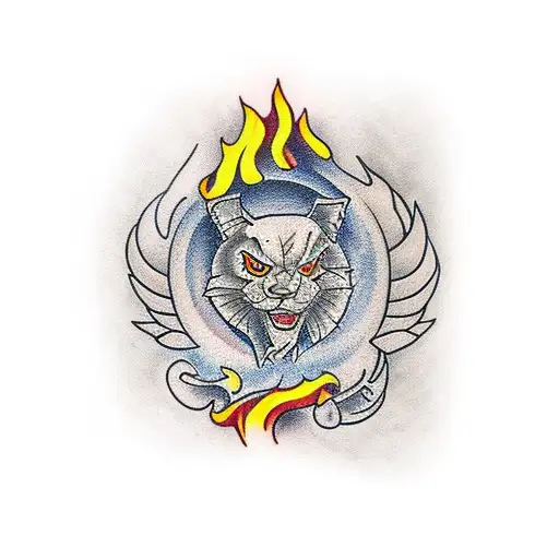 3/4 sleeve with fire meeting water tattoo design idea