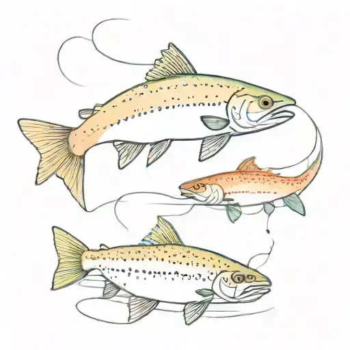 Two trout with colour tattoo tattoo design idea