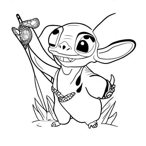 stitch en la playa amaneciendo  tattoo design idea