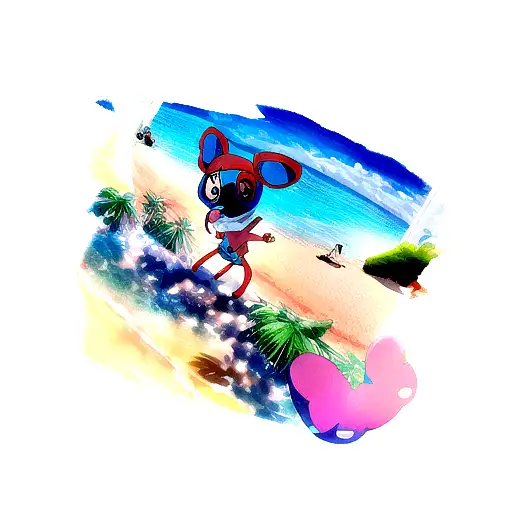 stitch en la playa amaneciendo  tattoo design idea