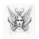 I'm looking for a unique tattoo design to be placed on the back of my neck, combining wings of an angel and a demon, ins tattoo design idea