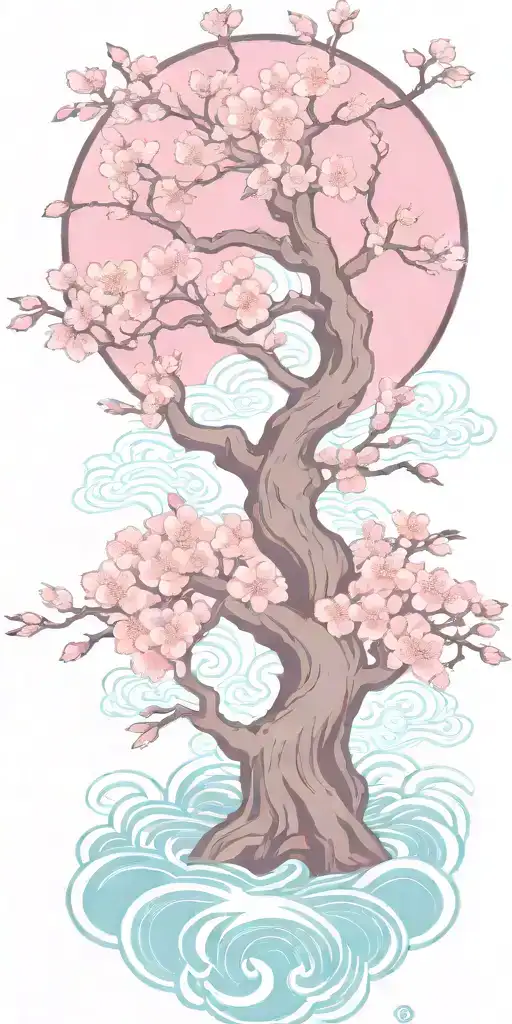 Tree of Life cherry blossom water tattoo design idea