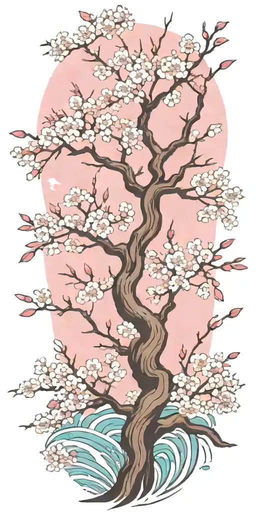 Tree of Life cherry blossom water tattoo design idea
