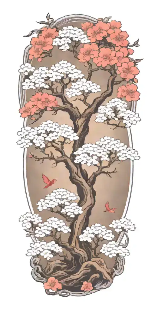 Tree of Life cherry blossom water tattoo design idea