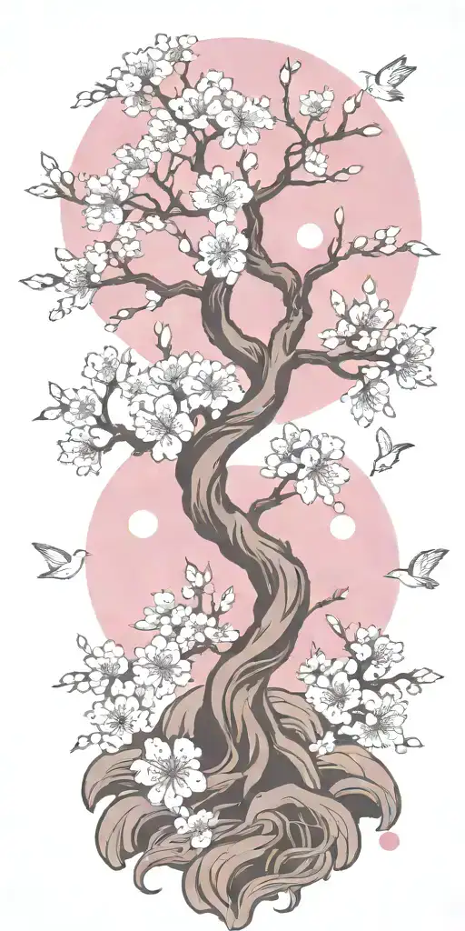 Tree of Life cherry blossom water tattoo design idea
