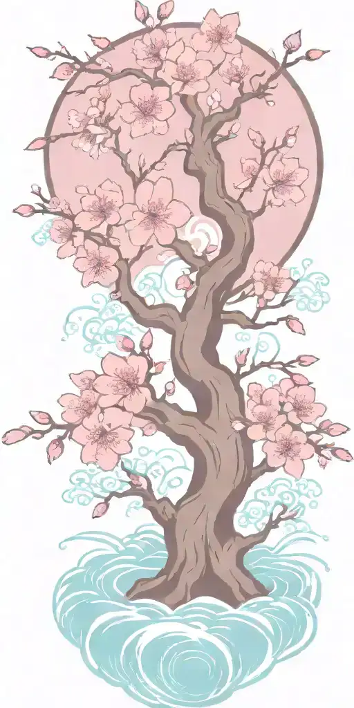 Tree of Life cherry blossom water tattoo design idea