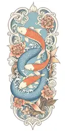  floral design incorporating elements of the sea and islands and koi tattoo design idea