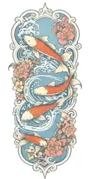  floral design incorporating elements of the sea and islands and koi tattoo design idea