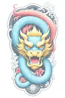 floral japanese tattoo with dragon and water  tattoo design idea