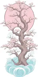 Tree of Life cherry blossom water tattoo design idea