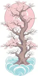 Tree of Life cherry blossom water tattoo design idea