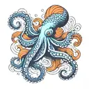 octopus water koi fish swimming together tattoo design idea