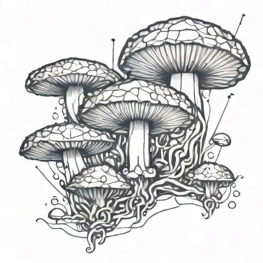 mushroom crystals water trippy tattoo design idea