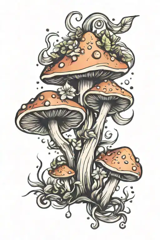 mushrooms crystals witchy tattoo tattoo design idea