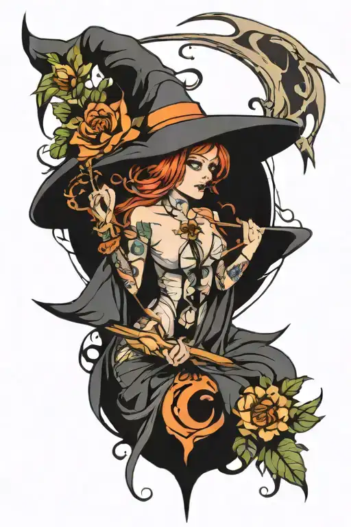 witchy tattoo tattoo design idea