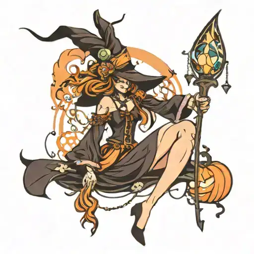 trippy witchy style tattoo tattoo design idea