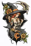 witchy tattoo tattoo design idea