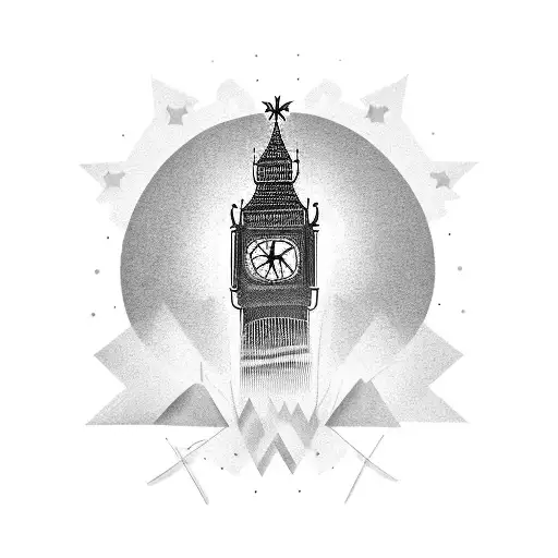 Big Ben dog star tattoo design idea