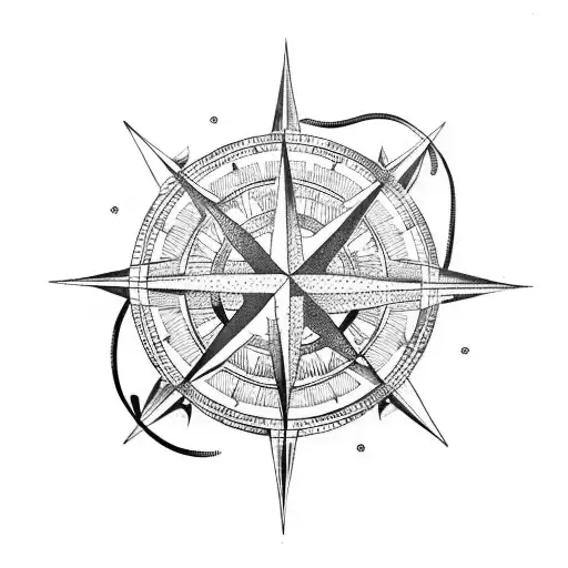 compass anchor tattoo design idea