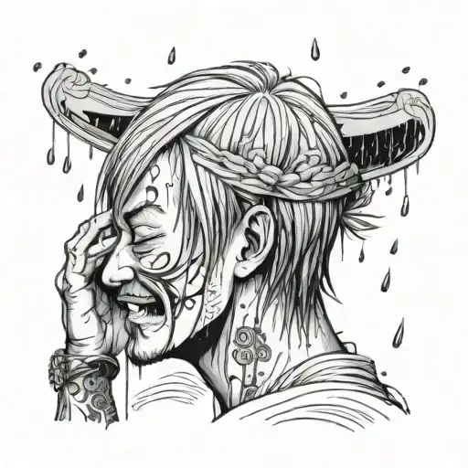 sanji crying in the rain tattoo design idea