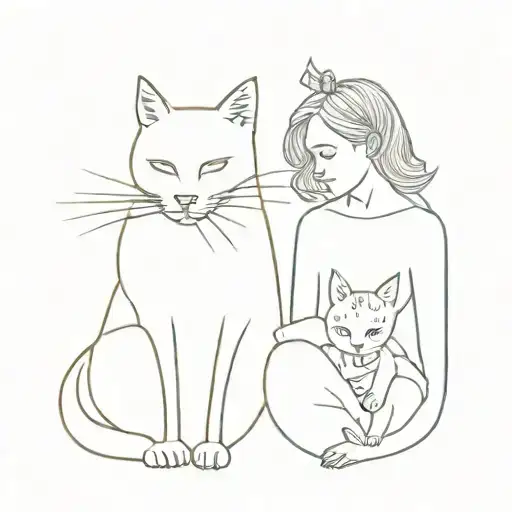 cat and owner looking tattoo design idea