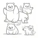 bare bears  cartoon tattoo design idea